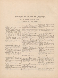 Pastoralblatt für die Diözese Ermland (Sachregister des 39 und 40 Jahrganges)