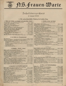 N.S. Frauen-Warte : Zeitschrift der N. S. Frauenschaft (Inhaltsverzeichnis -6. Jg. 1937/38)