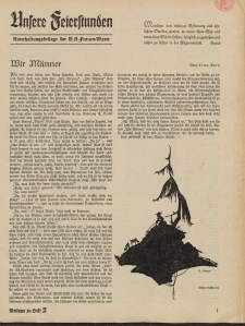 N.S. Frauen-Warte : Zeitschrift der N. S. Frauenschaft (Unsere Feierstunden- Beilage zu Heft 2)