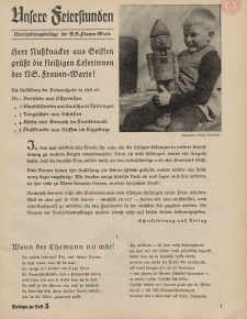 N.S. Frauen-Warte : Zeitschrift der N. S. Frauenschaft (Unsere Feierstunden- Beilage zu Heft 5)