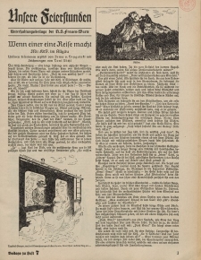 N.S. Frauen-Warte : Zeitschrift der N. S. Frauenschaft (Unsere Feierstunden- Beilage zu Heft 7)