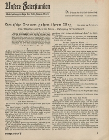 N.S. Frauen-Warte : Zeitschrift der N. S. Frauenschaft (Unsere Feierstunden- Beilage zu Heft 8)