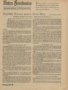 N.S. Frauen-Warte : Zeitschrift der N. S. Frauenschaft (Unsere Feierstunden- Beilage zu Heft 9)