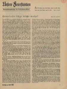N.S. Frauen-Warte : Zeitschrift der N. S. Frauenschaft (Unsere Feierstunden- Beilage zu Heft 15)