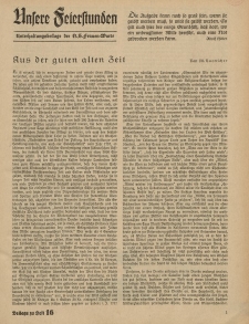 N.S. Frauen-Warte : Zeitschrift der N. S. Frauenschaft (Unsere Feierstunden- Beilage zu Heft 16)