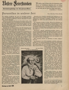 N.S. Frauen-Warte : Zeitschrift der N. S. Frauenschaft (Unsere Feierstunden- Beilage zu Heft 19)