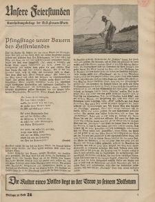 N.S. Frauen-Warte : Zeitschrift der N. S. Frauenschaft (Unsere Feierstunden- Beilage zu Heft 24)