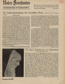 N.S. Frauen-Warte : Zeitschrift der N. S. Frauenschaft (Unsere Feierstunden- Beilage zu Heft 25)