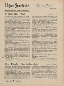 N.S. Frauen-Warte : Zeitschrift der N. S. Frauenschaft (Ansere Feierstunden : Beilage zu Heft 9)