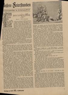 N.S. Frauen-Warte : Zeitschrift der N. S. Frauenschaft (Ansere Feierstunden : Beilage zu Heft 15)