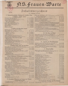 N.S. Frauen-Warte : Zeitschrift der N. S. Frauenschaft (Inhaltsverzeichnis, 10. Jg. 1941/42)