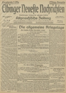 Elbinger Neueste Nachrichten, Nr.59 Montag 1 März 1915 67. Jahrgang