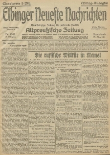 Elbinger Neueste Nachrichten, Nr.85 Sonnabend 27 März 1915 67. Jahrgang
