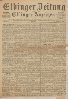 Elbinger Zeitung und Elbinger Anzeigen, Nr. 182 Dienstag 6. August 1895