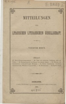 Mitteilungen der Litauischen Literarischen Gesellschaft, H. 4, 1881