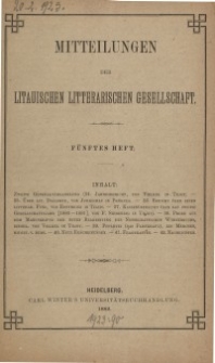 Mitteilungen der Litauischen Literarischen Gesellschaft, H. 5, 1882