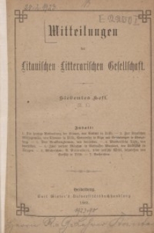 Mitteilungen der Litauischen Literarischen Gesellschaft, H. 7 (II.1), 1883