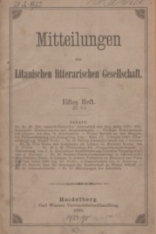 Mitteilungen der Litauischen Literarischen Gesellschaft, H. 11 (II.5), 1886