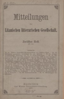 Mitteilungen der Litauischen Literarischen Gesellschaft, H. 12 (II.6), 1887