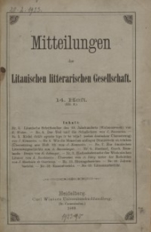 Mitteilungen der Litauischen Literarischen Gesellschaft, H. 14 (III.2), 1889