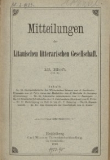 Mitteilungen der Litauischen Literarischen Gesellschaft, H. 15 (III.3), 1890