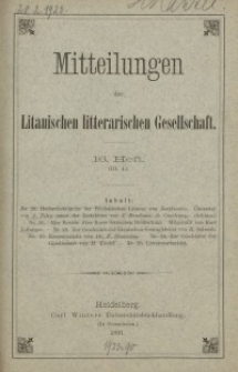 Mitteilungen der Litauischen Literarischen Gesellschaft, H. 16 (III.4), 1891