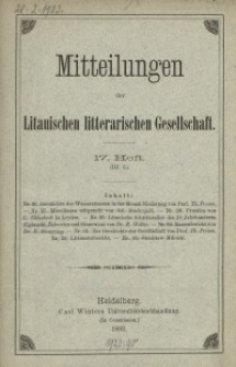 Mitteilungen der Litauischen Literarischen Gesellschaft, H. 17 (III.5), 1892