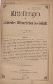 Mitteilungen der Litauischen Literarischen Gesellschaft, H. 19 (IV.1), 1894
