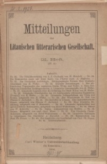 Mitteilungen der Litauischen Literarischen Gesellschaft, H. 21 (IV.3), 1896