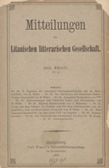 Mitteilungen der Litauischen Literarischen Gesellschaft, H. 22 (IV.4), 1897