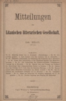 Mitteilungen der Litauischen Literarischen Gesellschaft, H. 24 (IV.6), 1899