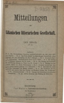 Mitteilungen der Litauischen Literarischen Gesellschaft, H. 25 (V.1), 1900
