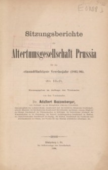Sitzungsberichte der Altertumsgesellschaft Prussia, H. 20, 1896