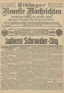 Elbinger Neueste Nachrichten, Nr. 7 Mittwoch 10 Januar 1912 64. Jahrgang