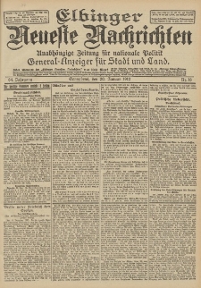 Elbinger Neueste Nachrichten, Nr. 15 Freitag 19 Januar 1912 64. Jahrgang