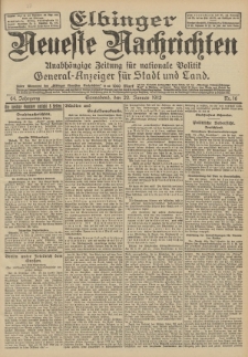 Elbinger Neueste Nachrichten, Nr. 16 Sonnabend 20 Januar 1912 64. Jahrgang