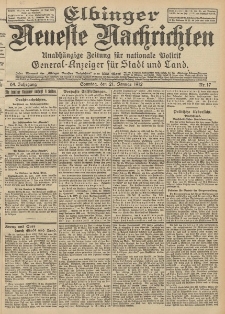 Elbinger Neueste Nachrichten, Nr. 17 Sonntag 21 Januar 1912 64. Jahrgang