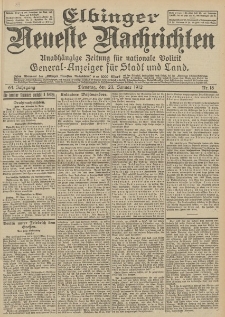 Elbinger Neueste Nachrichten, Nr. 18 Dienstag 23 Januar 1912 64. Jahrgang