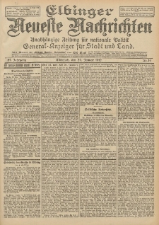Elbinger Neueste Nachrichten, Nr. 19 Mittwoch 24 Januar 1912 64. Jahrgang
