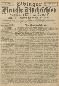 Elbinger Neueste Nachrichten, Nr. 22 Sonnabend 27 Januar 1912 64. Jahrgang