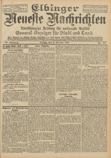 Elbinger Neueste Nachrichten, Nr. 27 Freitag 2 Februar 1912 64. Jahrgang