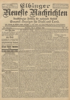 Elbinger Neueste Nachrichten, Nr. 29 Sonntag 4 Februar 1912 64. Jahrgang
