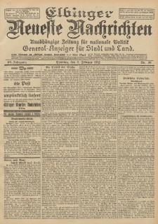 Elbinger Neueste Nachrichten, Nr. 29 Sonntag 4 Februar 1912 64. Jahrgang