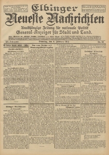 Elbinger Neueste Nachrichten, Nr. 30 Dienstag 6 Februar 1912 64. Jahrgang