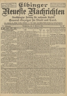 Elbinger Neueste Nachrichten, Nr. 32 Donnerstag 8 Februar 1912 64. Jahrgang