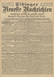 Elbinger Neueste Nachrichten, Nr. 34 Sonnabend 10 Februar 1912 64. Jahrgang