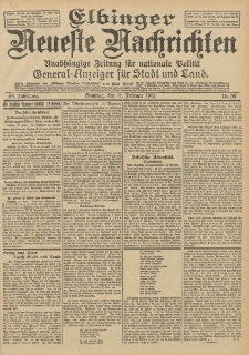 Elbinger Neueste Nachrichten, Nr. 35 Sonntag 11 Februar 1912 64. Jahrgang