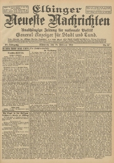 Elbinger Neueste Nachrichten, Nr. 37 Mittwoch 14 Februar 1912 64. Jahrgang