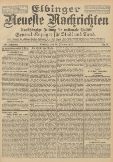 Elbinger Neueste Nachrichten, Nr. 41 Sonntag 18 Februar 1912 64. Jahrgang