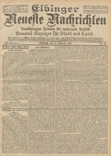 Elbinger Neueste Nachrichten, Nr. 43 Mittwoch 21 Februar 1912 64. Jahrgang
